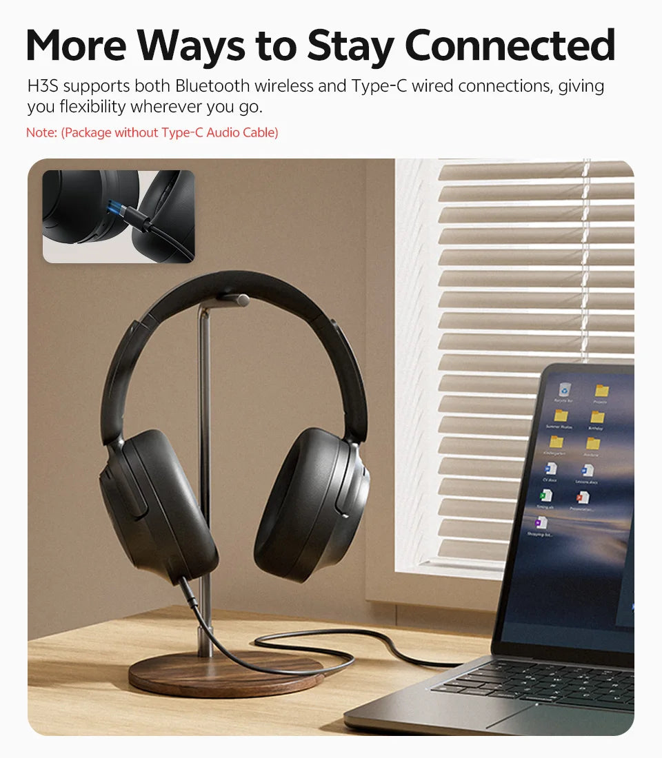 QCY H3S Over Ear Headphone Hi-Res LDAC Spatial Sound Headset/H3S -56dB Adaptive ANC Wireless Earphone Bluetooth 6.0 102Hrs