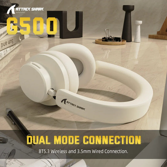 ATTACK SHARK G500 Bluetooth Active Noise Cancelling Over-ear Headsets/Bluetooth 5.3/3.5mm Stereo Wired Lightweight Headsets