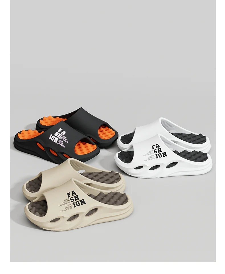 Men Fashion Massage Slippers Indoor/Outdoor Sandals Thick Sole Male Slides/Summer Non-Slip Men Shower Slippers