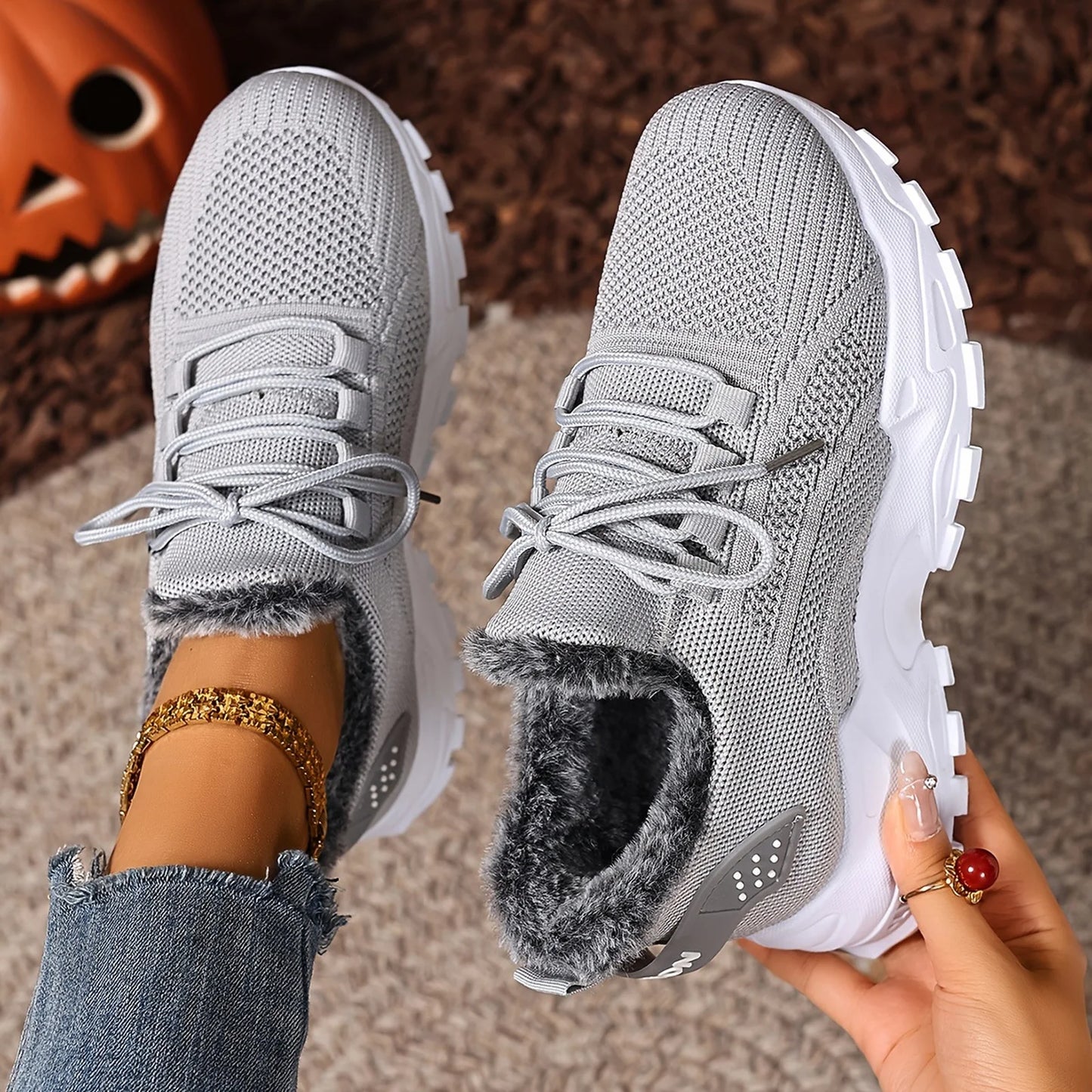 Sneakers Women's Winter Warm Sports Shoes Non Slip Soles/Suitable for Cold Weather Outdoor Walking Sports Shoes Ladies Sneakers