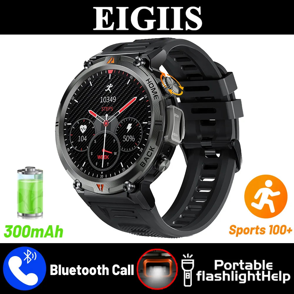 EIGIIS KE3 New Bluetooth Call smartwatch for men Full Touch Screen/With Health Monitor heart rate Flashlight Smart watch
