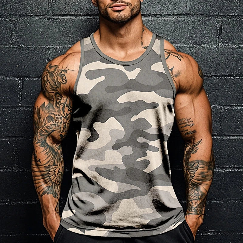 Summer Daily Exercise Men's Tank Top Camouflage Outdoor Sports/Running Fitness Men's Sleeveless T shirt Street Men's Tank Top 6xl