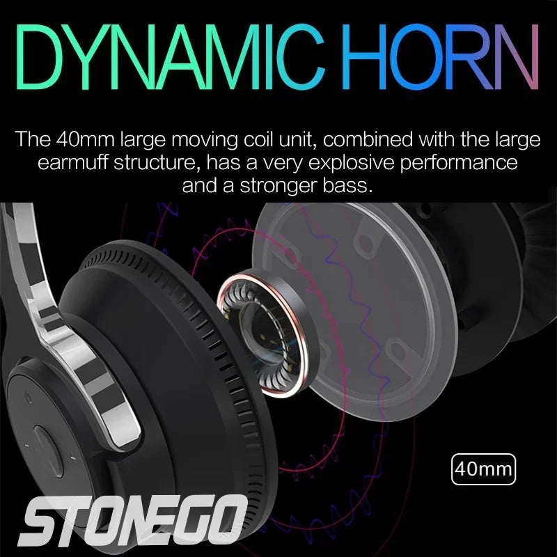 Bluetooth 5.1 Wireless Headphones Stereo Over Ear Headset/with Microphone Foldable Adjustable Lightweight Design Comfortable Fit