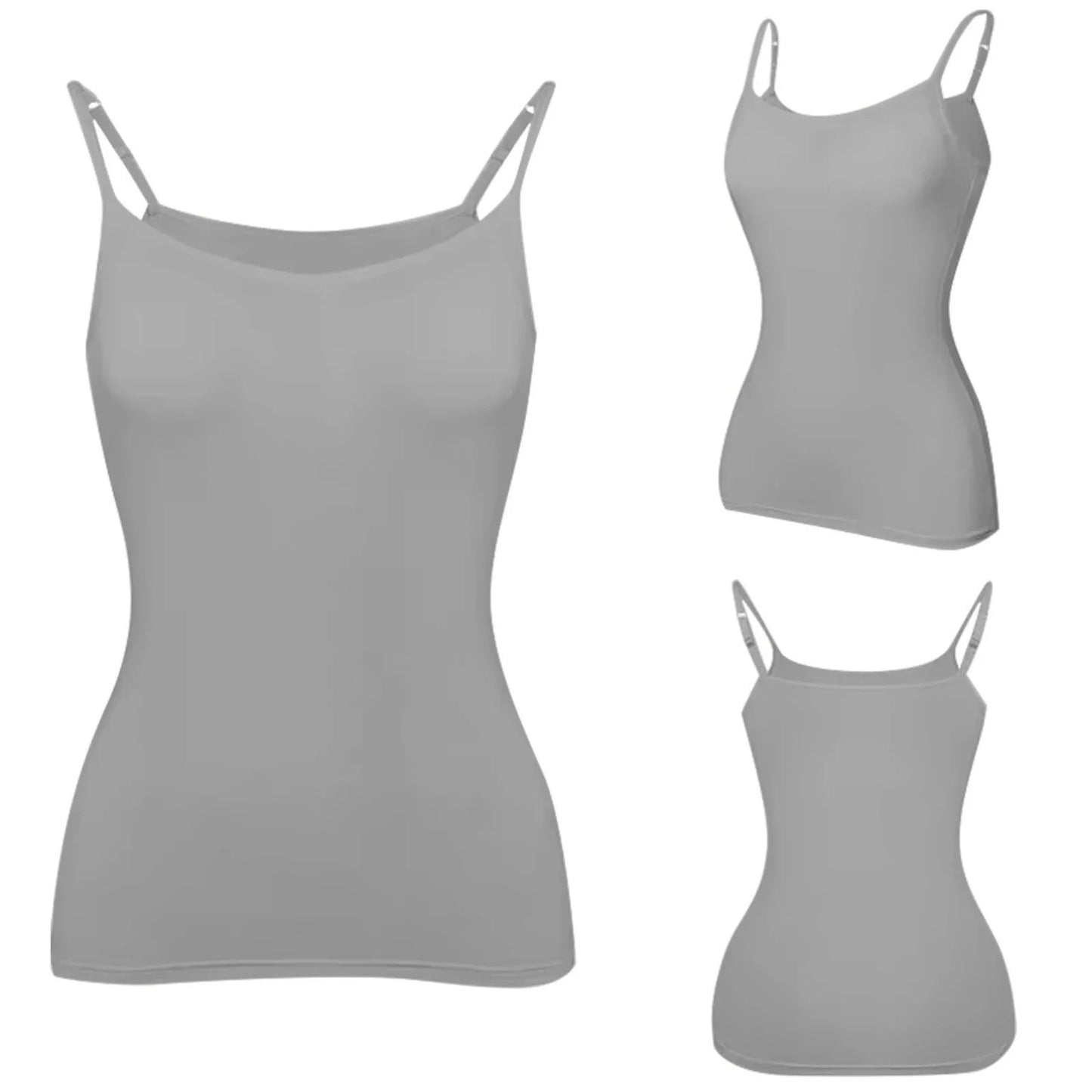 New Padded Bra Tank Top Women Modal Spaghetti Solid Cami Top Vest/Female Adjustable Camisole With Built In Bra Fitness Clothing
