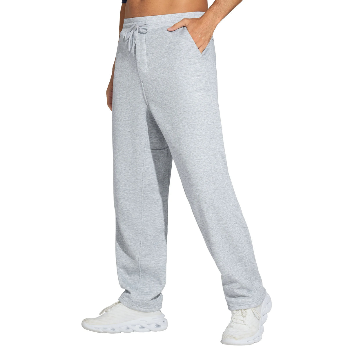 THE GYM PEOPLE Men's Baggy Sweatpants Fleece Drawstring/Straight Leg Open Bottom Workout Pants with Pockets