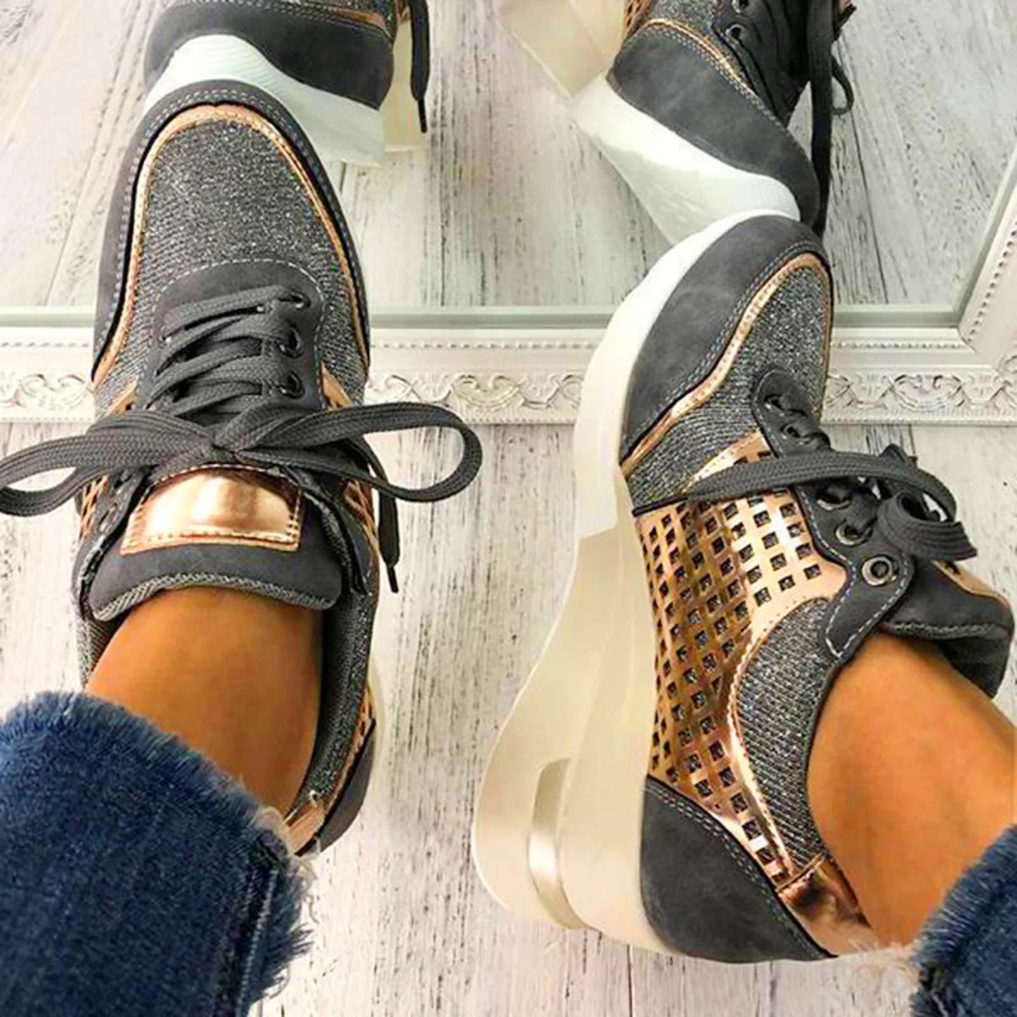 Leopard Print Summer Woman Sneakers/Sport Shoes Leather Surface Breathable