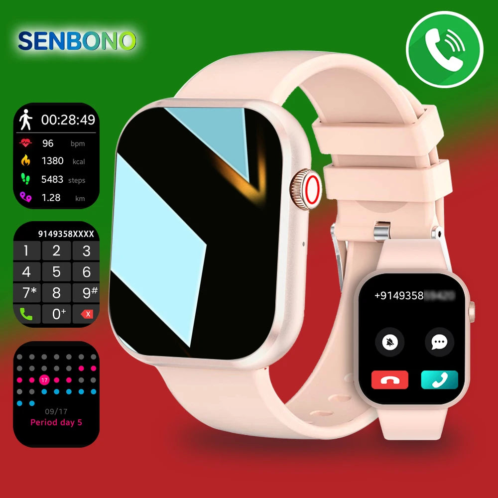 SENBONO Life3 Women Smart Watch Bluetooth Dials Call Health Monitor/Watch Sport Waterproof Smartwatch Women for IOS Android