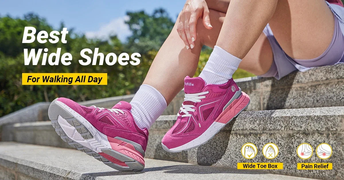 Fittington Women's Road Running Shoes 2E Wide Width Outdoor Sneakers/Women's Training Jogging Shoe Lightweight For Swollen Feet
