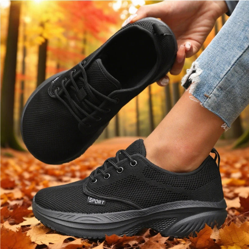 Women's Platform Wide Toe Shoes Big Toe Friendly Workout Footwear/Sustainable Memory Foam Insole Sneakers Breathable Travel Shoe