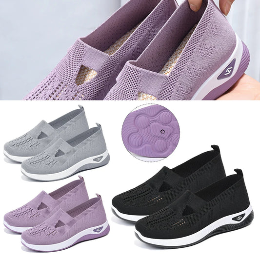 Women's New Summer Shoes Soft Sole Breathable/Hollow Out Flat Shoes Ladies Anti-Slip Walking Woven Shoes