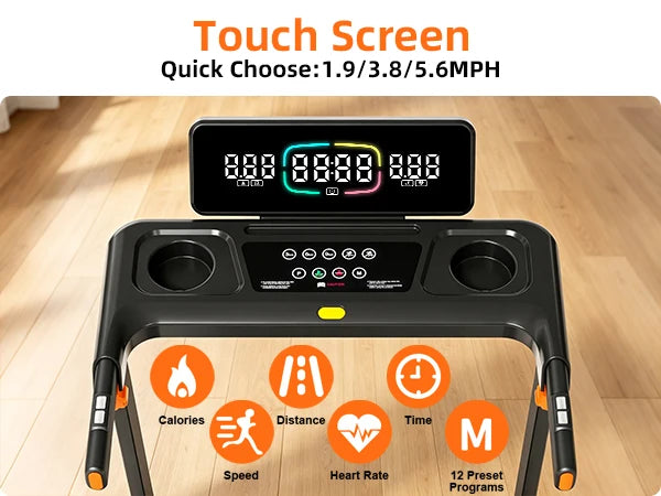 Quiet 3-in-1 Foldable Walking Pad Treadmill with 12% Incline for Home/12 Preprogrammed HIIT Modes, Supports up to 300 LBS Smart Treadmill Built