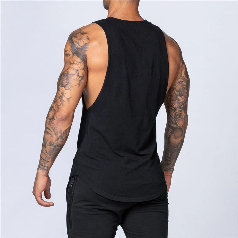 Men's Gym Clothing Summer Fitness Cotton Tank Top Men Jogging/Bodybuilding Sleeveless Shirt Breathable O-Neck Casual Muscle Vest