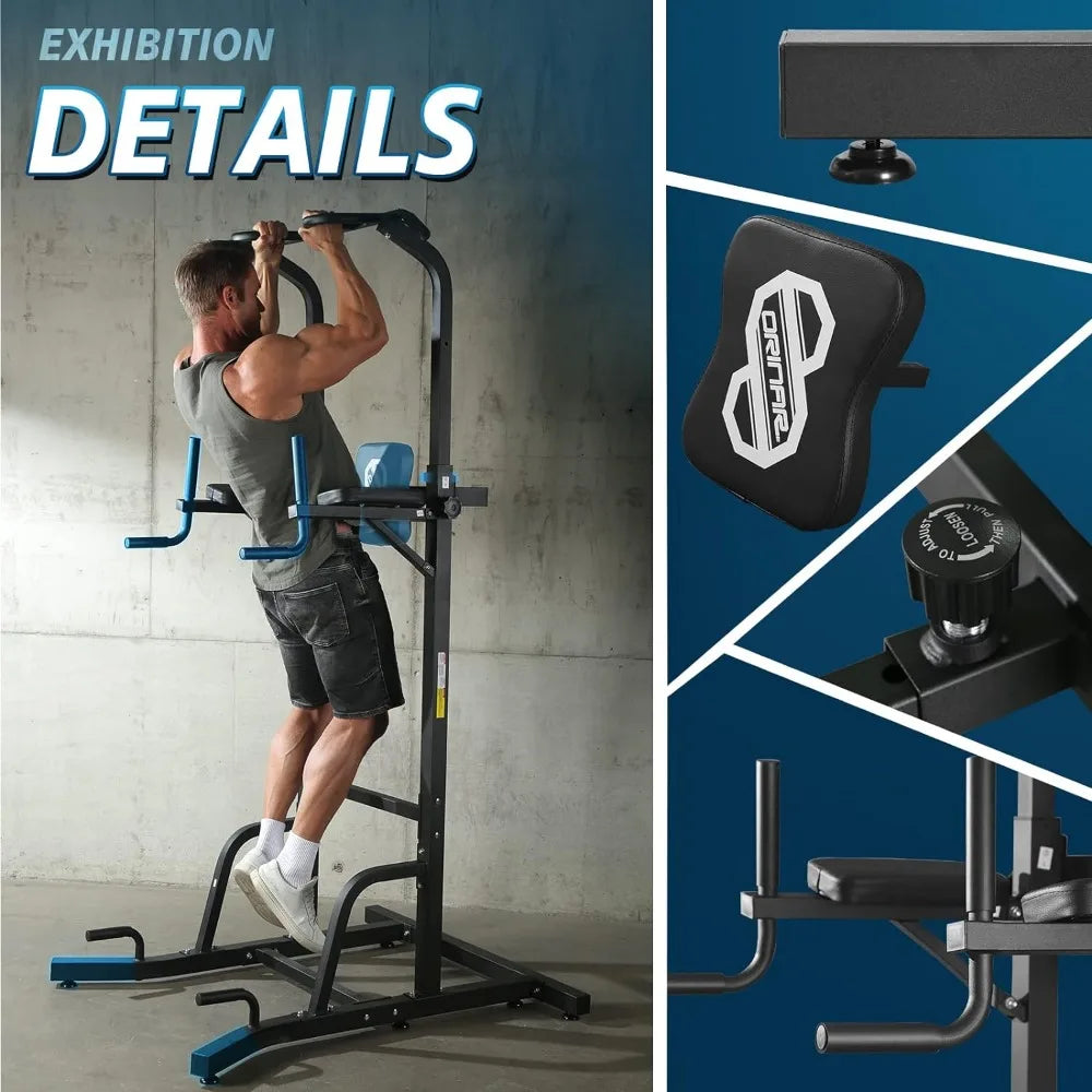 Power Tower Dip Station Pull Up Bar Multi-function Adjustable/Strength Training Workout Equipment for Home Fitness