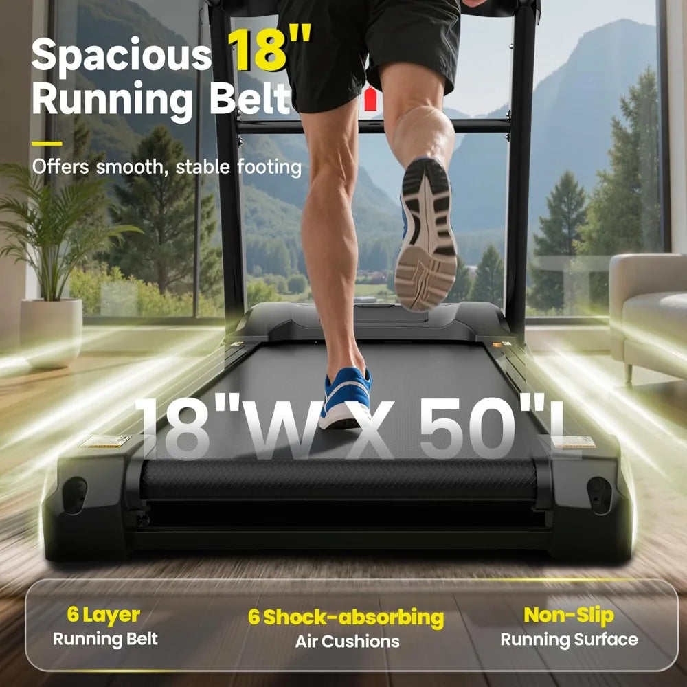 Treadmill with 15% Auto Incline 400lbs Capacity, 5.1HP Folding Treadmill/Running Machine for Home with Safety Customized