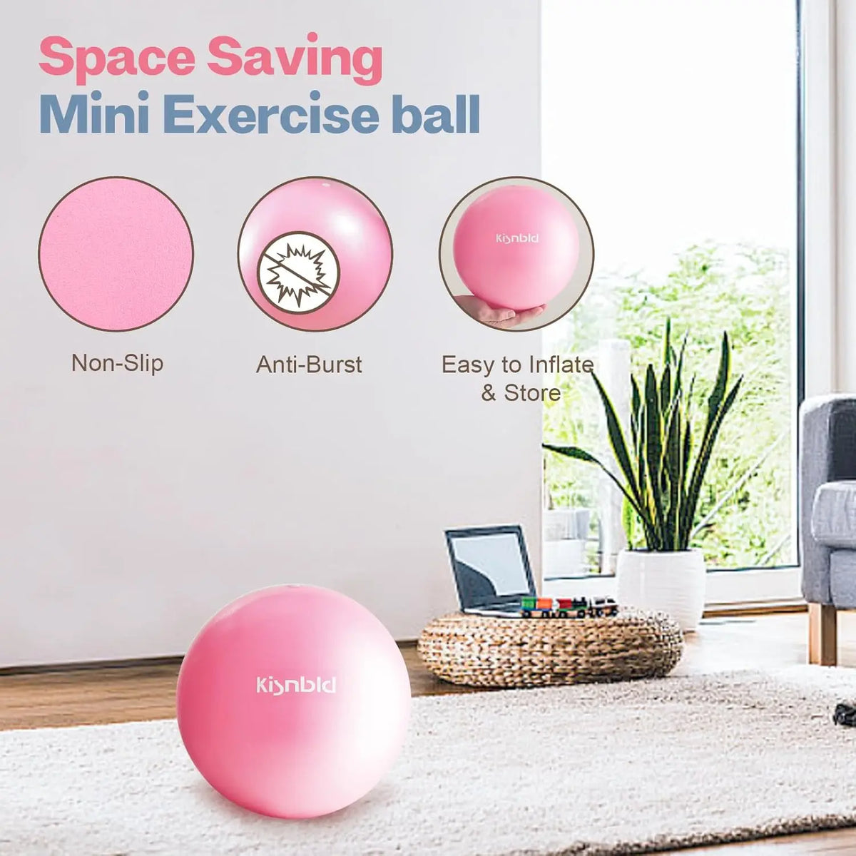 Small Exercise Ball 9 Inch Mini Pilates Ball Anti Burst and Slip Resistant/Mini Yoga Ball for Stability Fitness Physical Therapy Stretching & Core Ball
