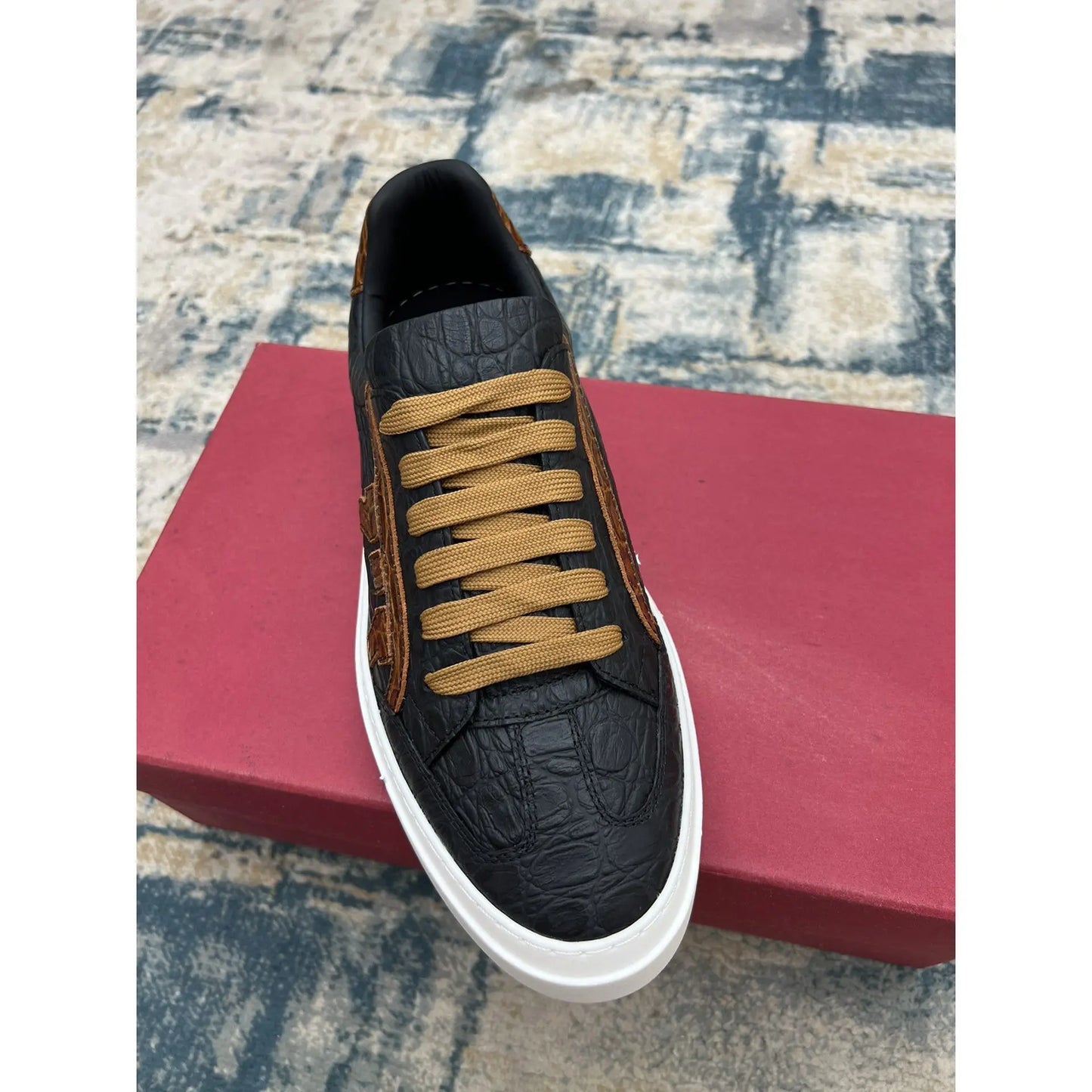 2026 New Arrival Men's Genuine Leather Board Shoes/Low Top Platform Sole Lace Up British Style for Daily Use