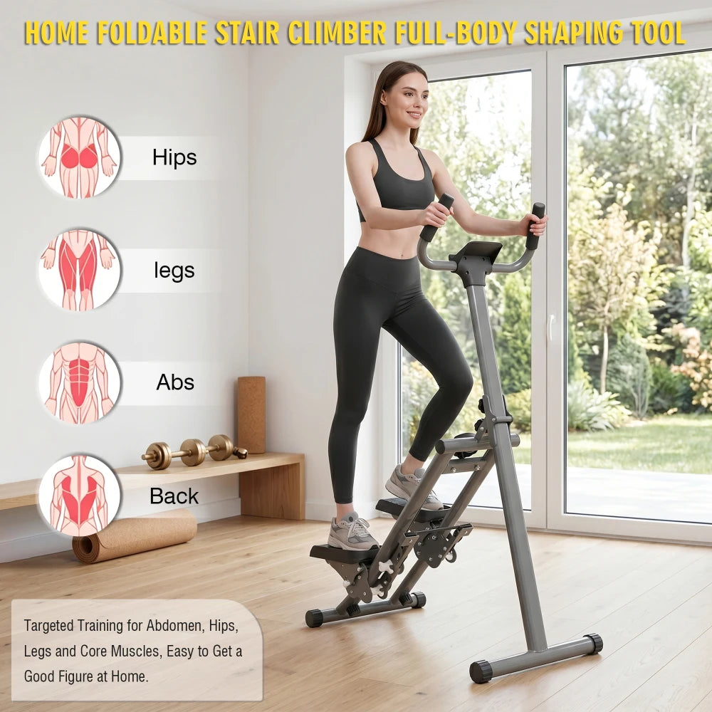 Stair Stepper Machine, Vertical Climber w/ LCD Display/Compact Cardio Step Trainer for Full-Body Home Workouts