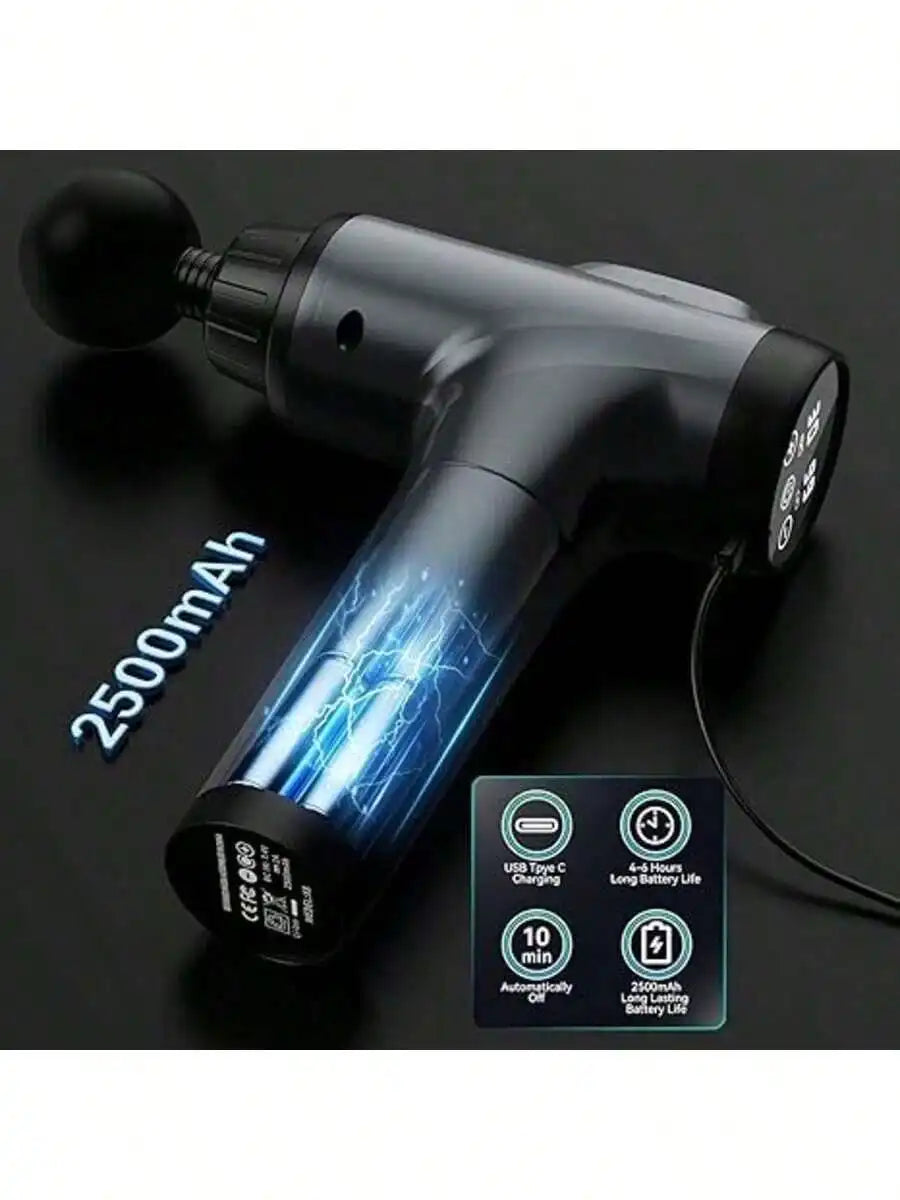 Rechargeable Handheld Mini Deep Massage Gun With Led Display/Portable Massage Gun With 9 Interchangeable Massage Heads And 30 Adjustable Speeds