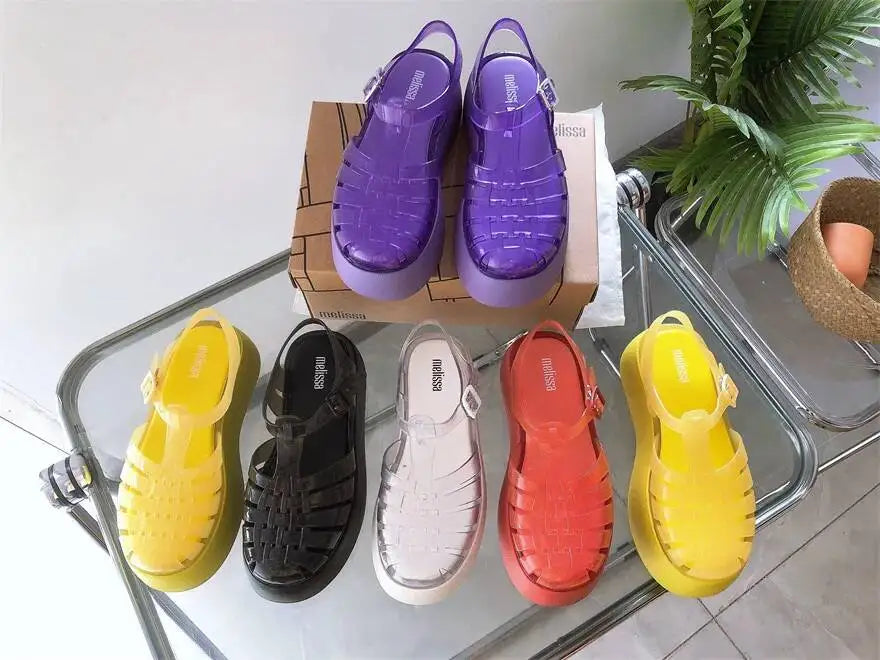 Vintage Women's Thick Sole Casual Jelly Women Anti-Slip/Summer Beach Shoes EVA Material Chunky Platform Sandals