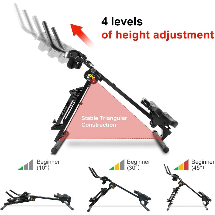 3 in 1 Foldable Rowing Machine, AB Machine with 3 Level Angle & Led Monitor/Multi-Functional Rower Fitness Equipment Home Gym