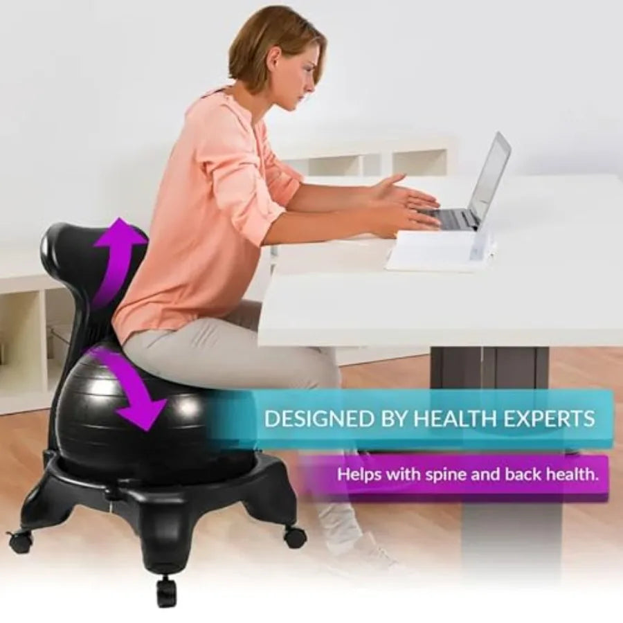 Ergonomic Fitness Ball Chair for Adults and Pregnant Women Yoga Ball Stool/Ideal for Home and Gym Use Promotes Posture Support