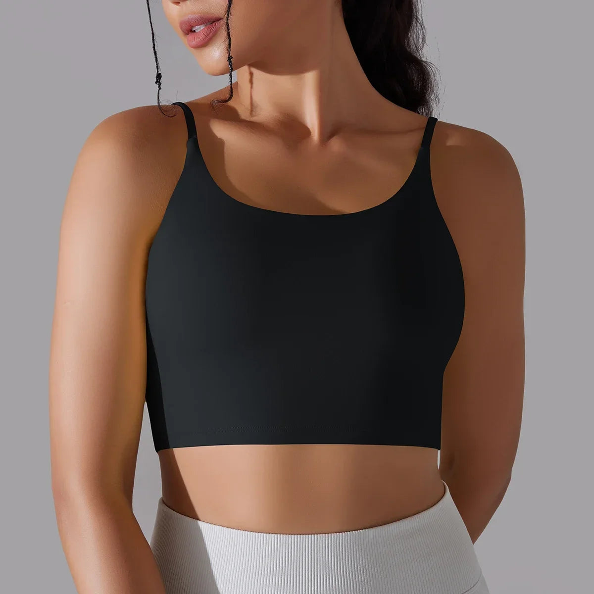 Solid Color Yoga Sports Bra Women Fixed Padded/Slim Gym Fitness Workout Undershirt Top
