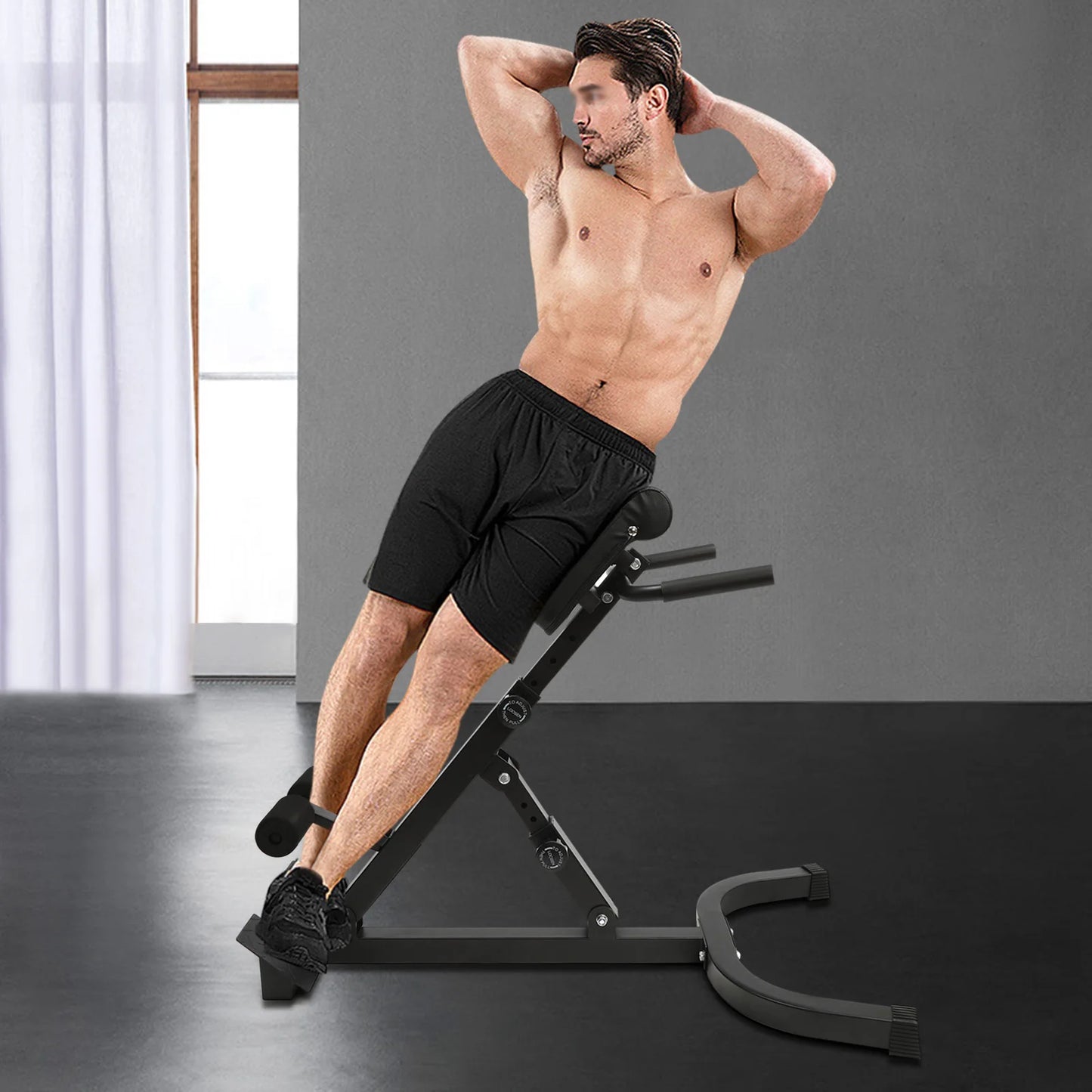 103*70*113 cm/ 40.55*27.55*44.48 in Black Home Fitness Workout/Roman Chair Hyperextension Back Extension Bench Adjustable