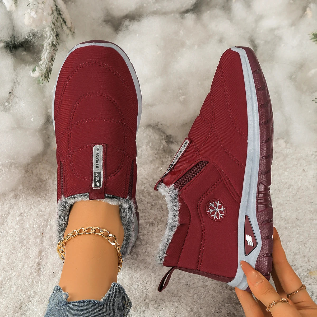 Women's shoes, casual shoes fleece thickened, warm/soft-soled anti-slip and comfortable snow boots