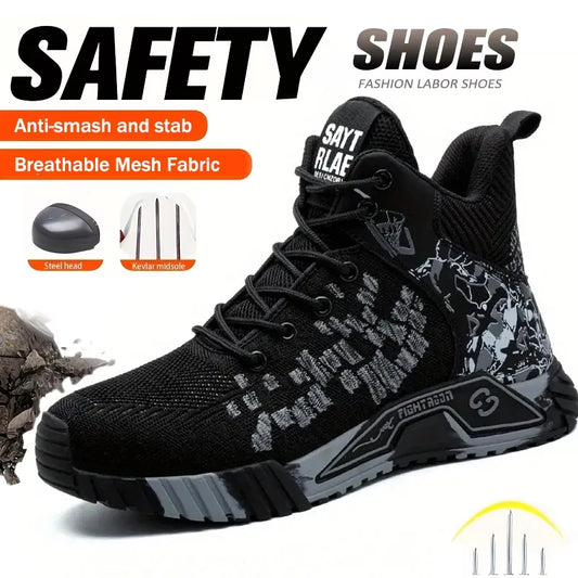 Wear Resistant Durable Steel Toe Work Shoes for Men Impact Resistant/Steel Toe Cap Lightweight Comfortable Industrial Safety Sneakers