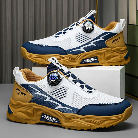 Men's Korean breathable casual sports shoes four season new soft/soled Rotating shoelaces outdoor running shoes student sneakers