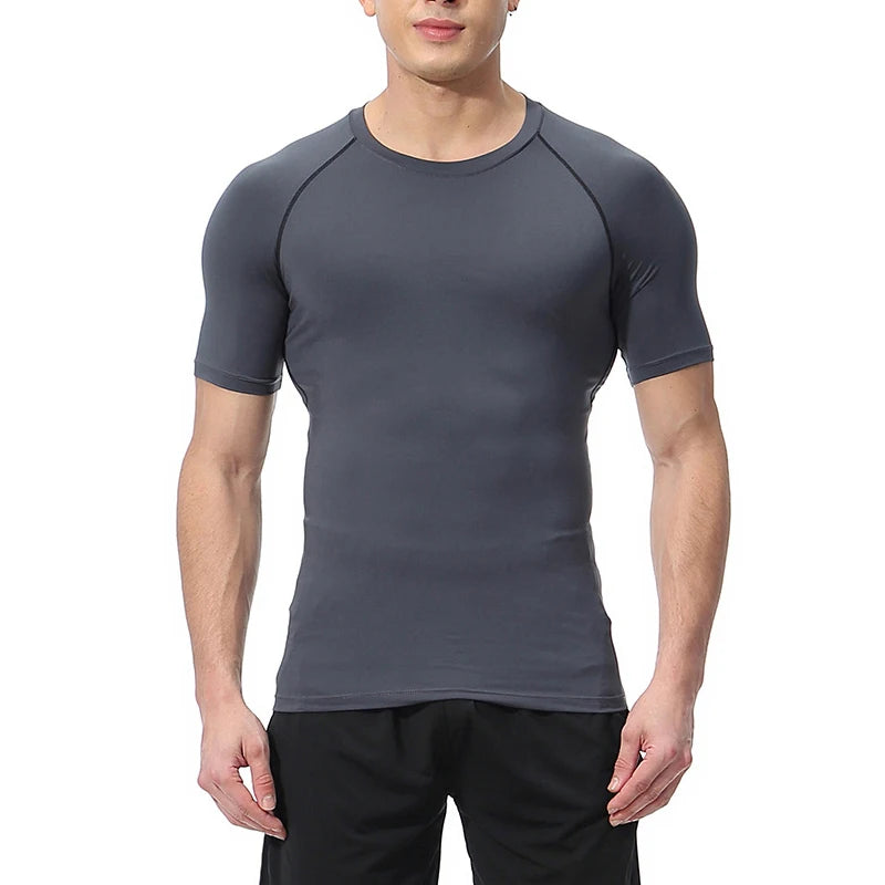 Men Short Sleeve t-Shirt Quick Dry Compression Shirts Fitness/Gym t-Shirts Sport Bodybuilding Shirt Running Football Tee Shirts