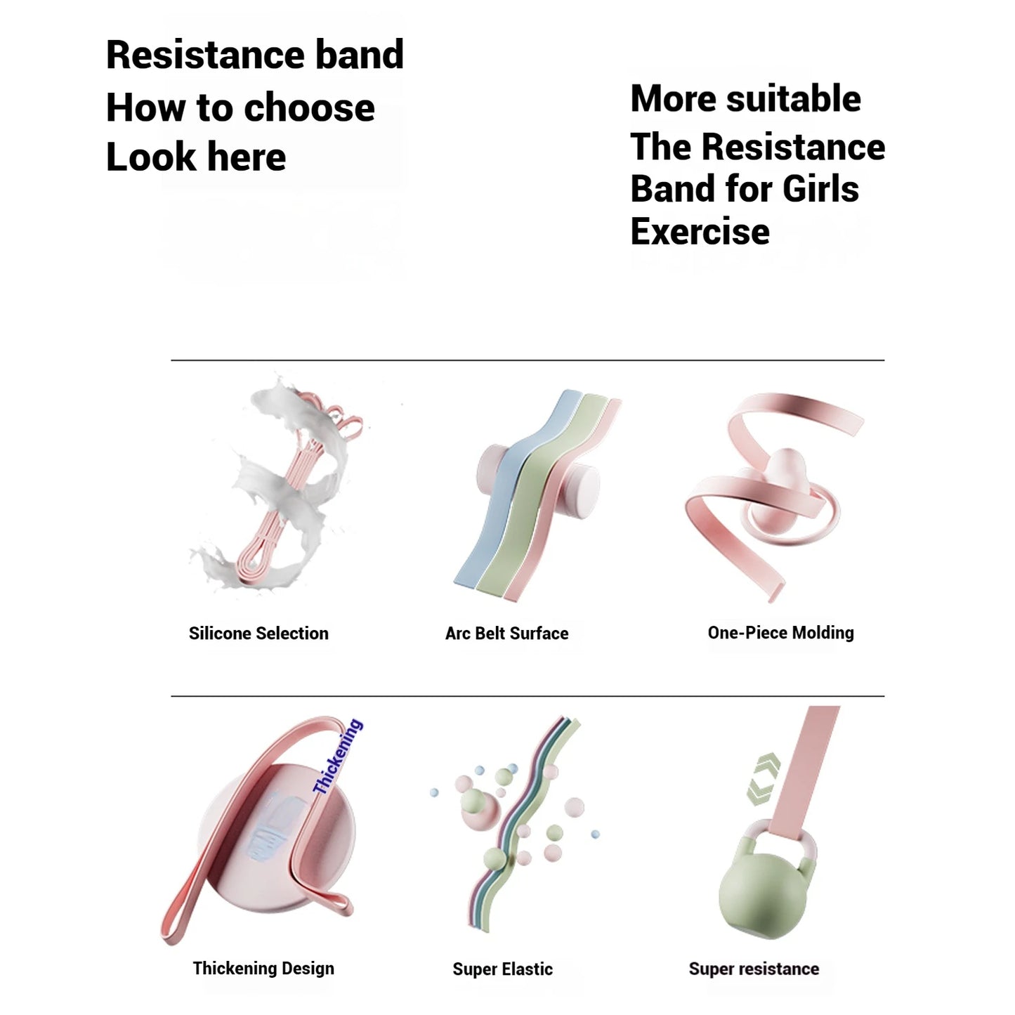 WOSWEIR-Ladies Silicone Fitness Stretch Band for Yoga Resistance Training/Tensile Stretching Pull-Up Assisted Exercise Band