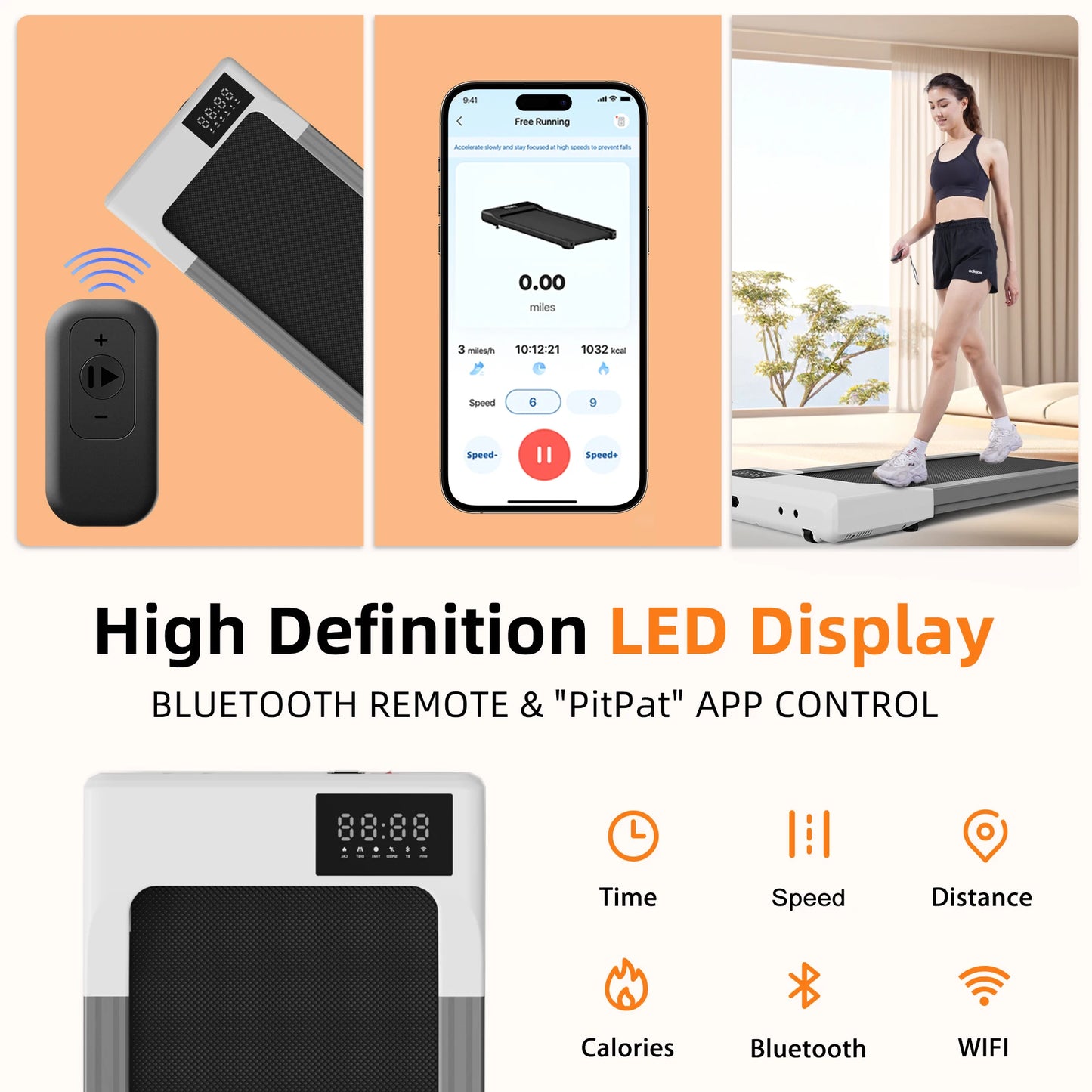 Treadmills 39.37inch Running Belt 2in1 Under Desk for Home Office Treadmill/Walking pad 2.5HP Remote Control 5MPH Exercise Machine