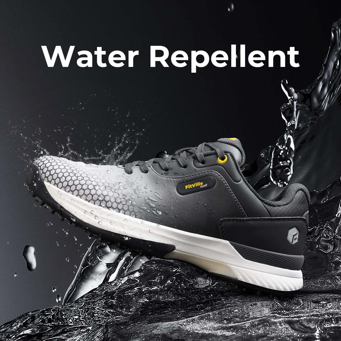 FitVille Wide Men's Golf Shoes Non-Slip Wear-Resistant Comfortable/Pickleball Sports Shoes Suitable for Swollen Feet