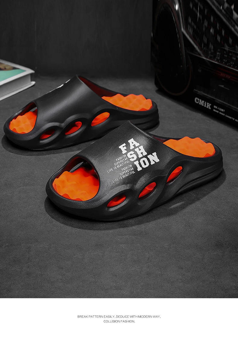 Men Fashion Massage Slippers Indoor/Outdoor Sandals Thick Sole Male Slides/Summer Non-Slip Men Shower Slippers