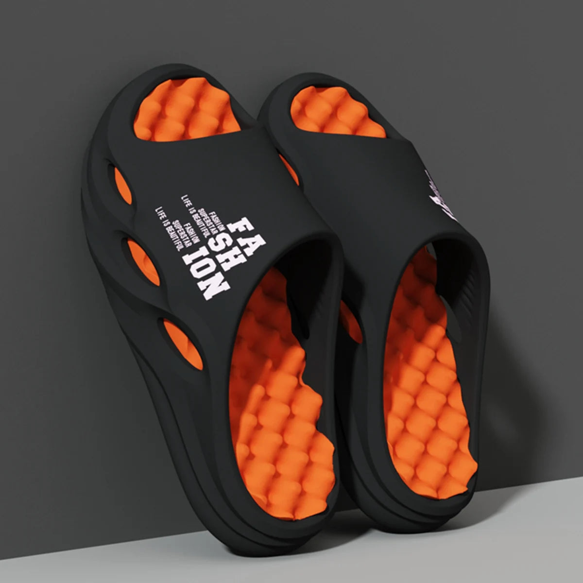 Men Fashion Massage Slippers Indoor/Outdoor Sandals Thick Sole Male Slides/Summer Non-Slip Men Shower Slippers