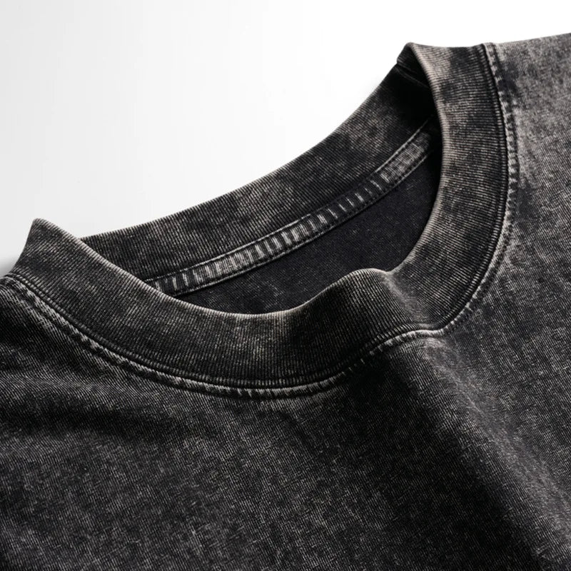 230g Pure Cotton European and American High Street Retro Washed/Distressed Sleeveless Vest Men's Casual Loose Shoulder T-shirt