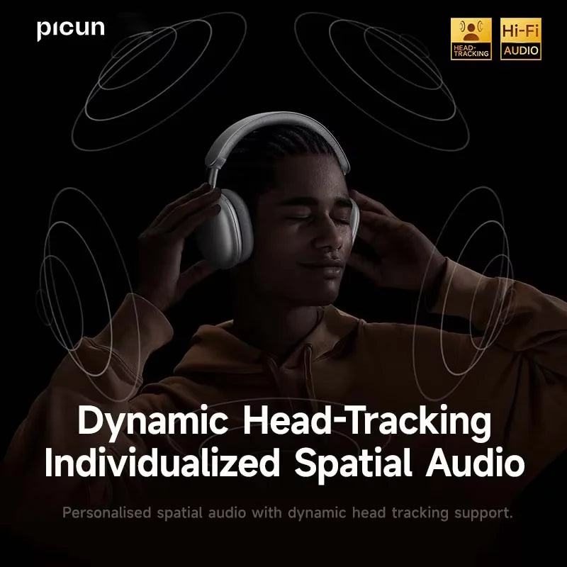 Picun F8 Pro ANC Wireless Headphones Head Tracking 3D Spatial Audio/52dB ANC HIFI Bluetooth Headset ENC HD Mic Low-Latency APP