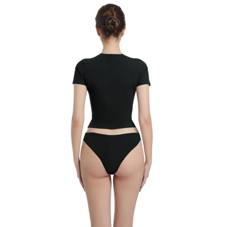 Abonlen Crewneck Short Sleeve T Shirts for Women/Fitted Basic TeesY2k Going Out Tops