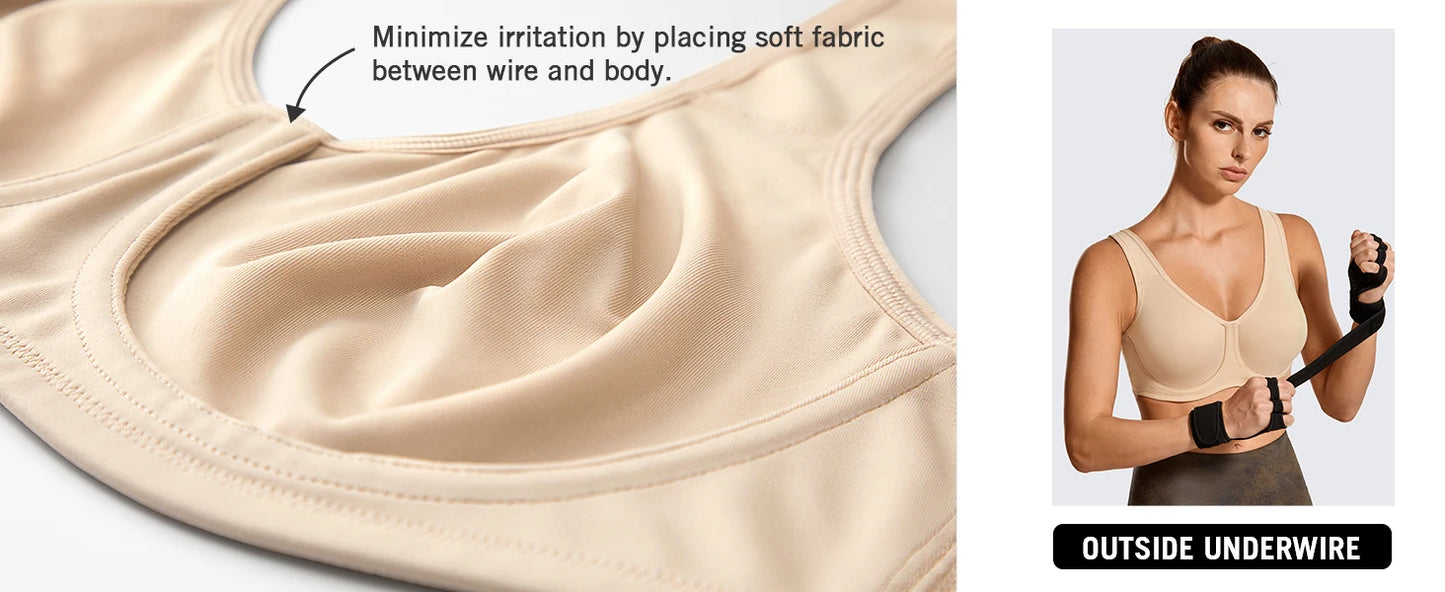 Yoga Sports Bra Women Max Control High Support Plus Size Underwire/Gym Fitness Tops Activewear Breathable Yoga Curve Underwear