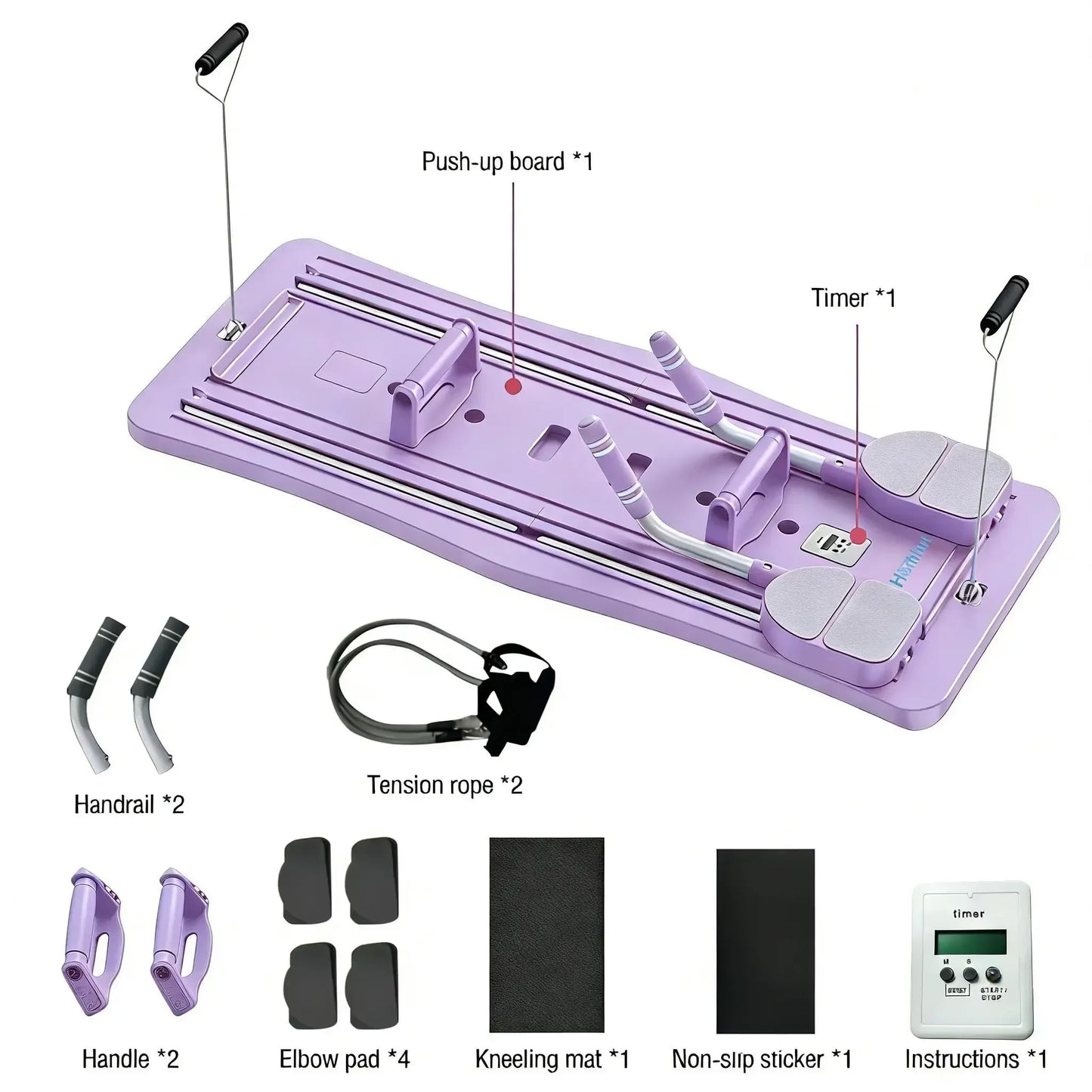 Multi-Functional Ab Workout Board Foldable Core Trainer Equipment/with Resistance Bands Push-Up Bars Abdominal Trainer