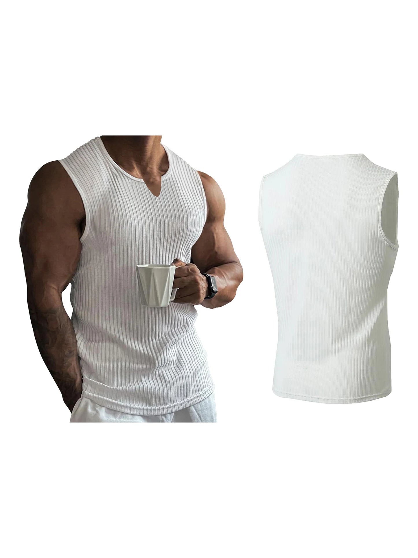 Men s Breathable Sleeveless Gym Tank Tops Summer Workout/Muscle Shirts Notched Neck Bodybuilding Fitness Vests