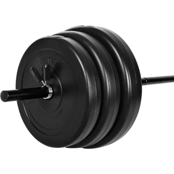 Signature Fitness 100-Pound Weight Set for Home Gym/with Six Plates and Optional 1x 5FT Standard Barbell with Locks