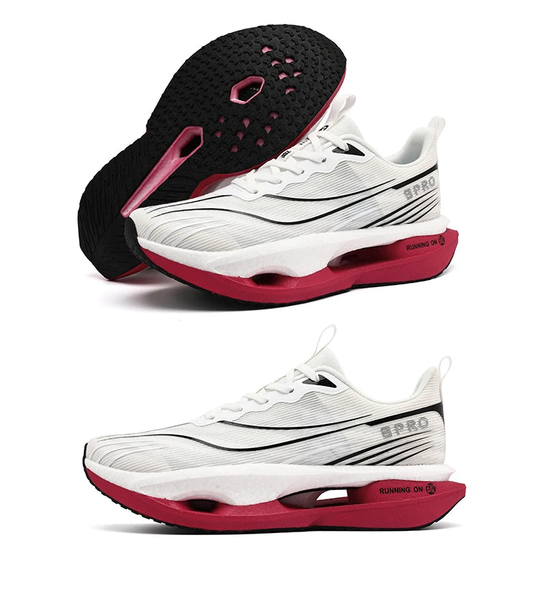 Men Breathable Mesh Comfortable Sports Shoes Fashion Color-Block/Sneakers Carbon Plate Support Light Rebound Running Shoes