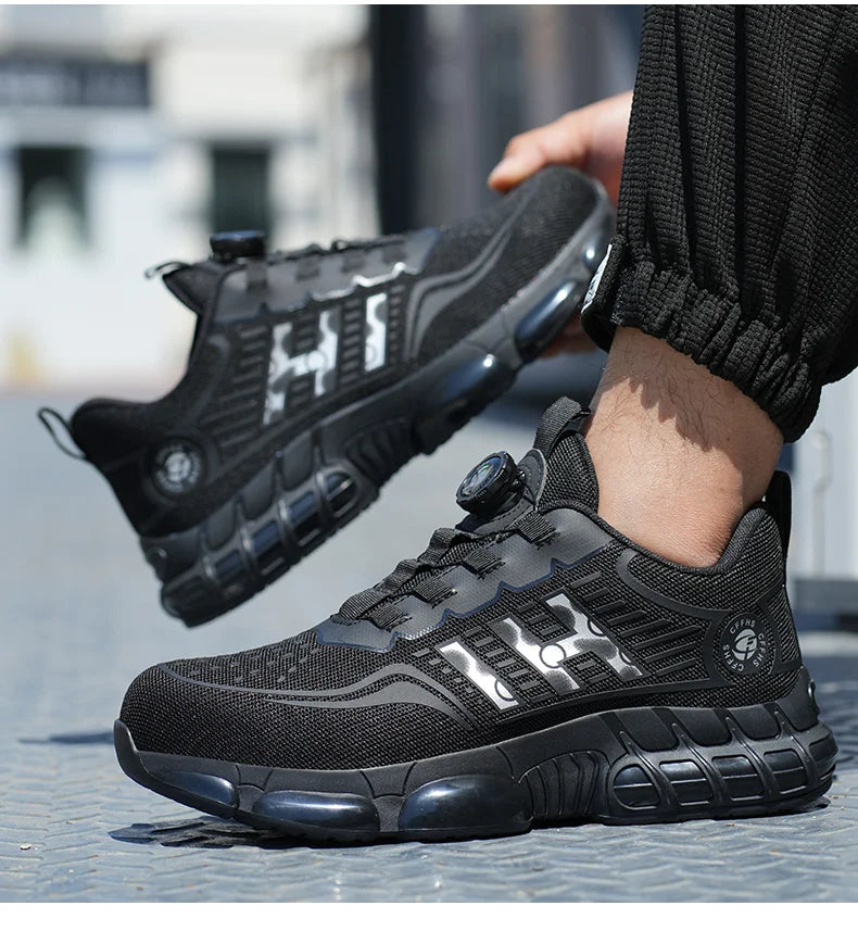 Lace-Free Men's Breathable Casual Work/Safety Shoes with Impact and Puncture Resistance