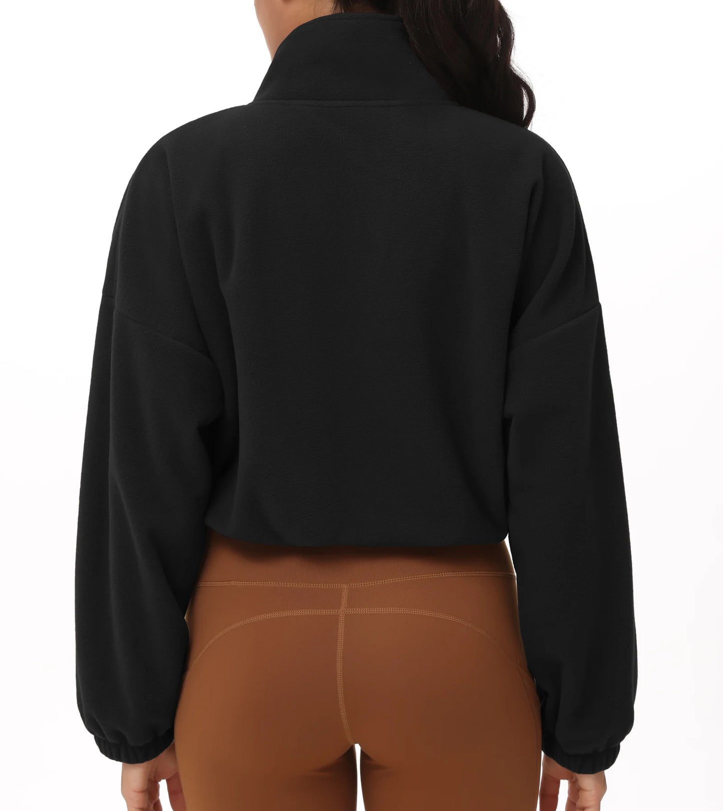 THE GYM PEOPLE Women’s Half Zip Crop Pullover Sweatshirt Fleece/Loose Fit Workout Tops with Pockets Drawstring