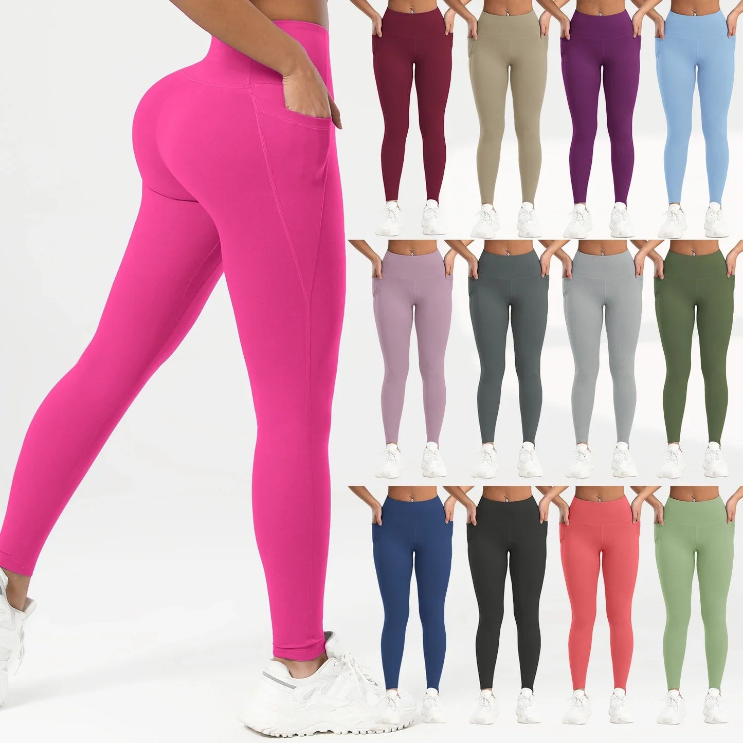 Women Pocket Yoga Leggings Fitness Running High Waist Slim Pants/Push Up Sports Gym Quick Dry Jogging Casual Female Workout Pant