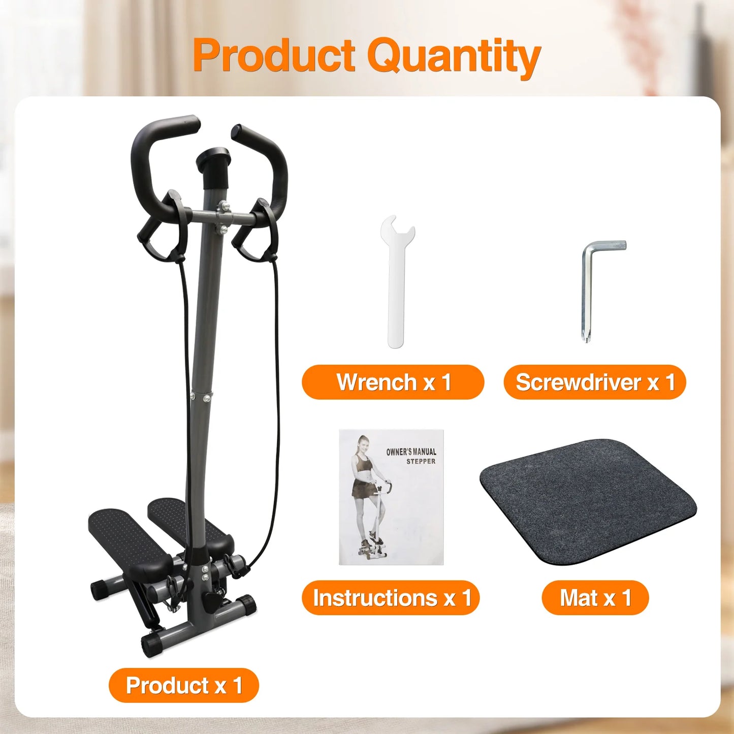 Exercise Stepper Machine Fitness Twist Stepper Stair Step with Handlebar/LCD Monitor Resistance Bands Cardio Workout Home Gym