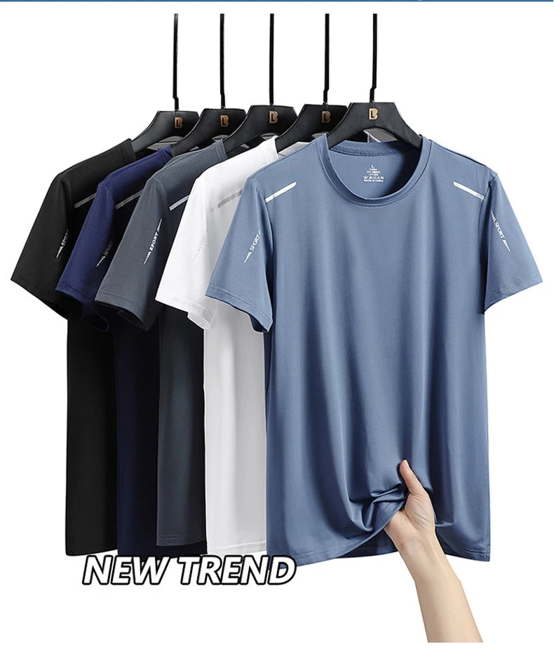 CHRLCK Men's Running Quick Drying T-shirts Breathable Hiking/Fishing Tees Soft Elasticity Outdoor Sports Short Shirt Summer