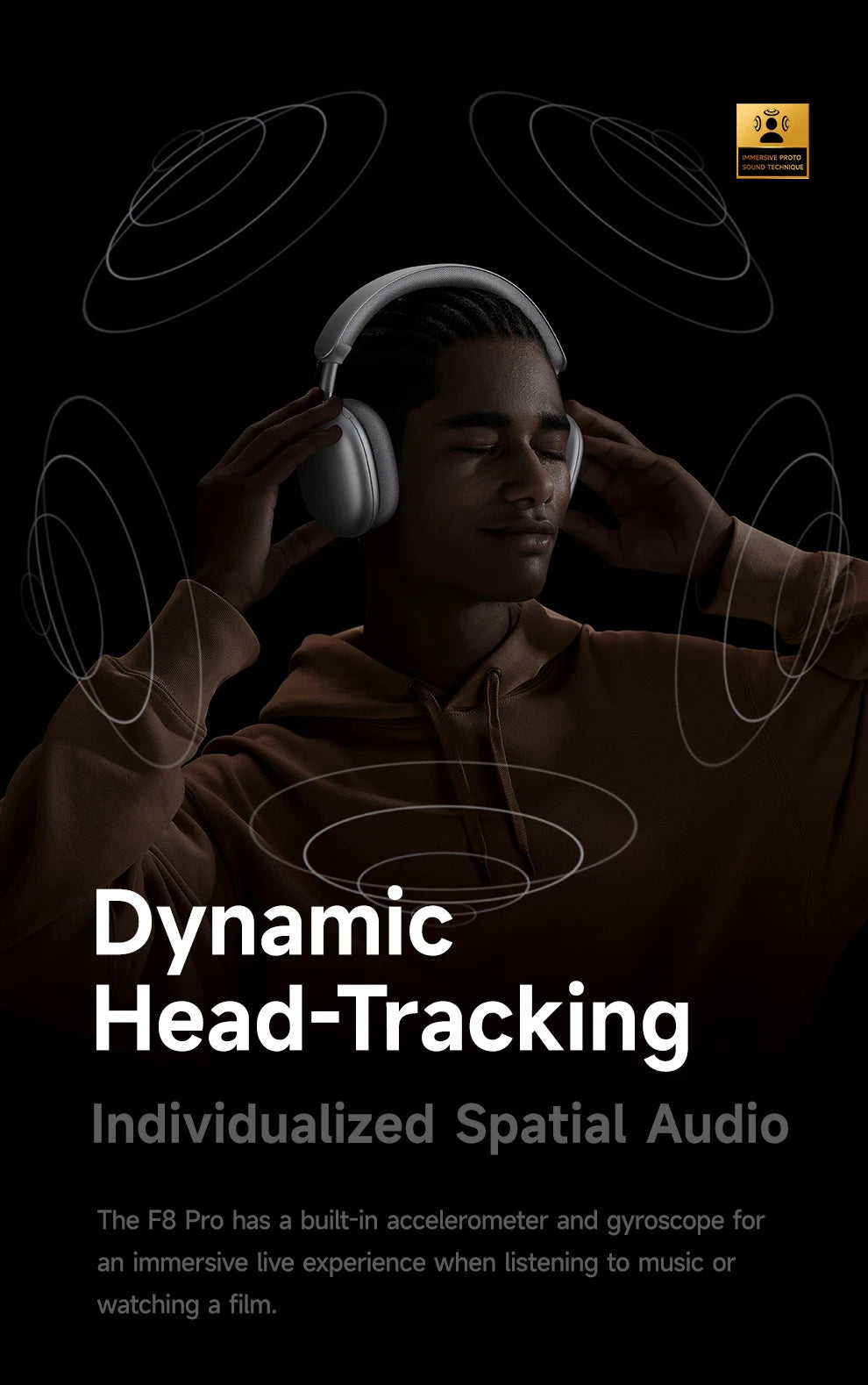 Picun F8 Pro ANC Wireless Headphones Head Tracking 3D Spatial Audio/52dB ANC HIFI Bluetooth Headset ENC HD Mic Low-Latency APP